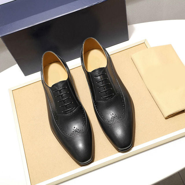 Simple Classic Long Wing Tip Men Oxford Business Shoes