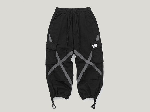 Pocket Baggy Crosswise Hip Hop Streetwear Ankle Length Men Pants