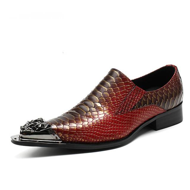 Genuine Leather Fish Pattern Oxford Shoes