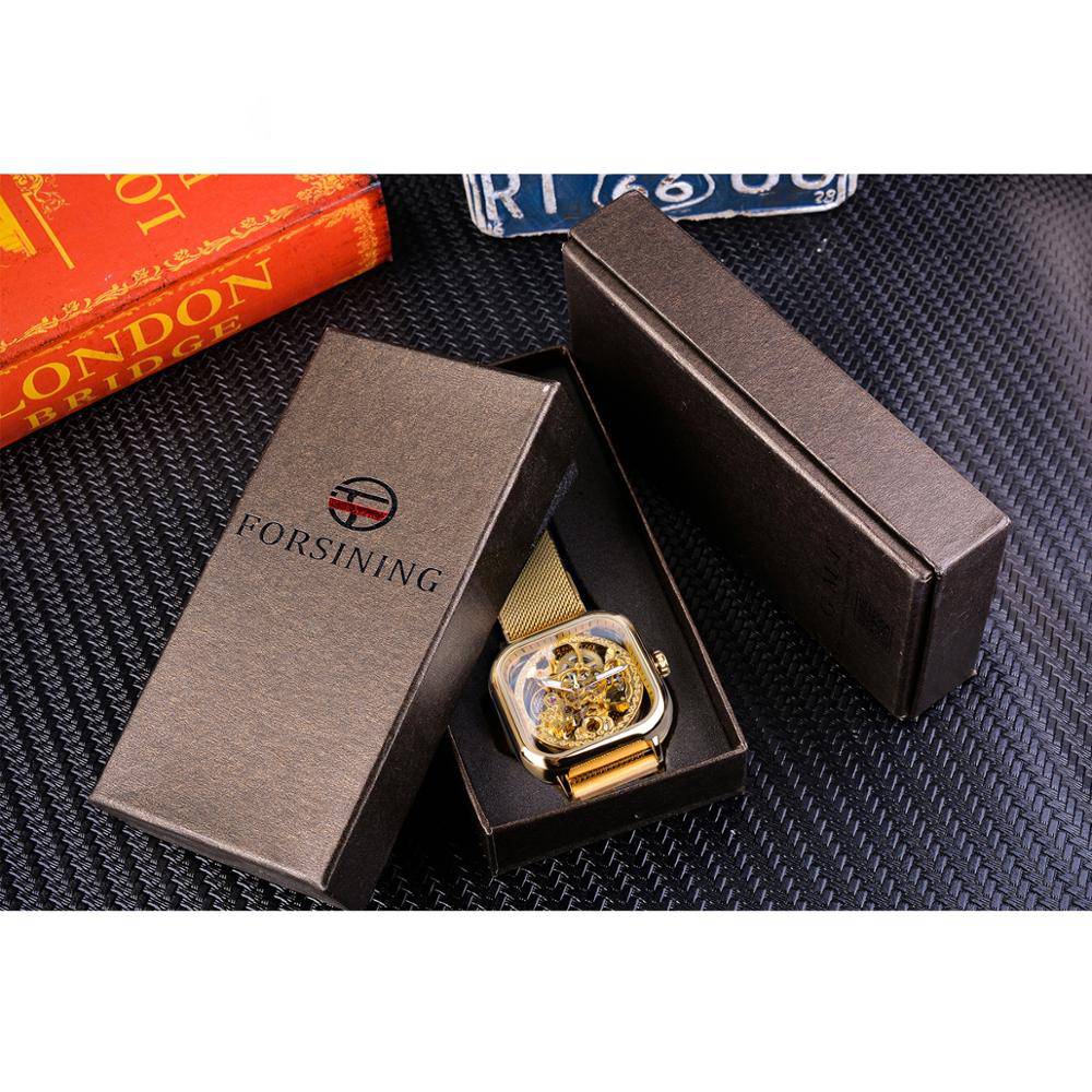 Transparent Skeleton Glass Mechanical Automatic Self Wind Men Watches