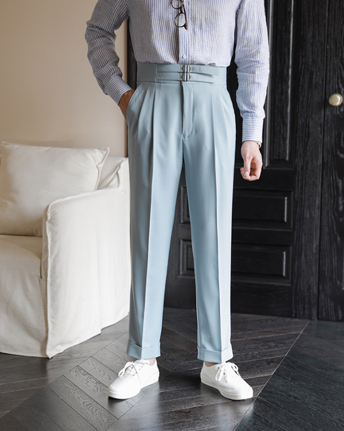 Solid High-Quality Metal Buckle Trousers