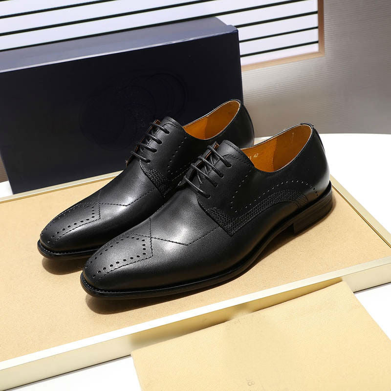 Zapatos derby para hombre Brogue con punta moderna simple y formal de lujo
