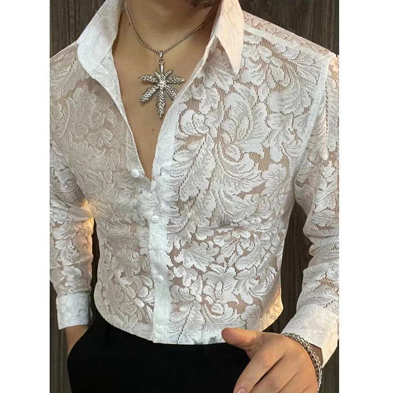 Slim Fit Semi-Transparent Long Sleeved Shirt