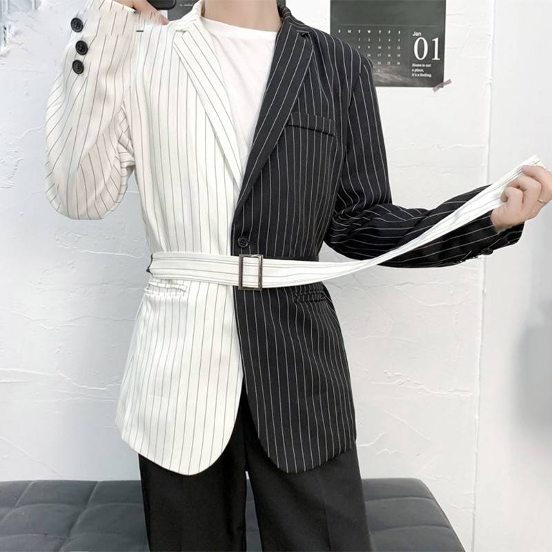 Blazer Mode Noir Blanc Lignes Verticales