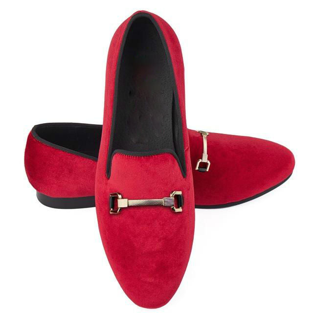 Gold Slim Metal Buckle Men Loafer Shoes