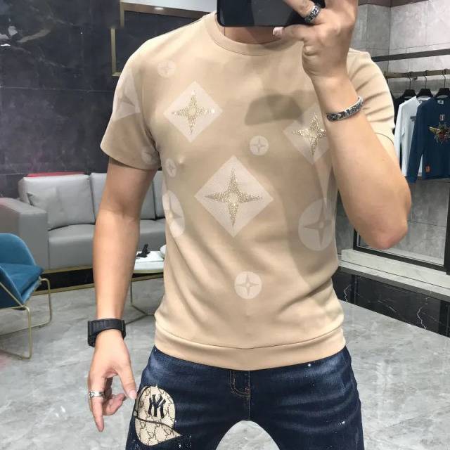 Mono Color Star Geometric Patterned T-Shirt