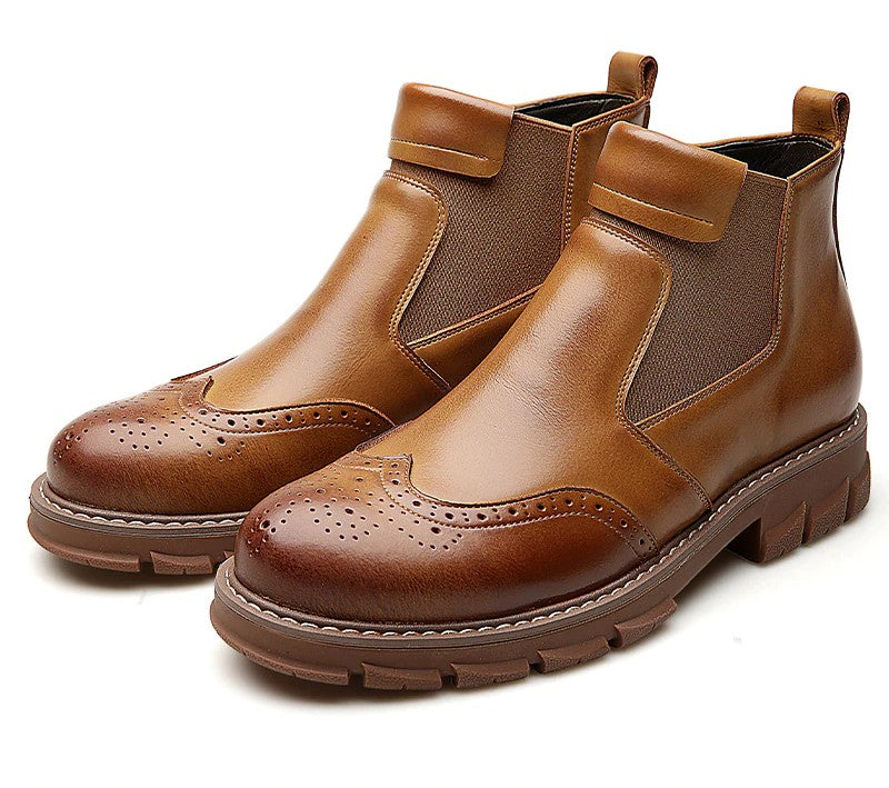 Bottines Chelsea à bout rond et bout d'aile pour hommes