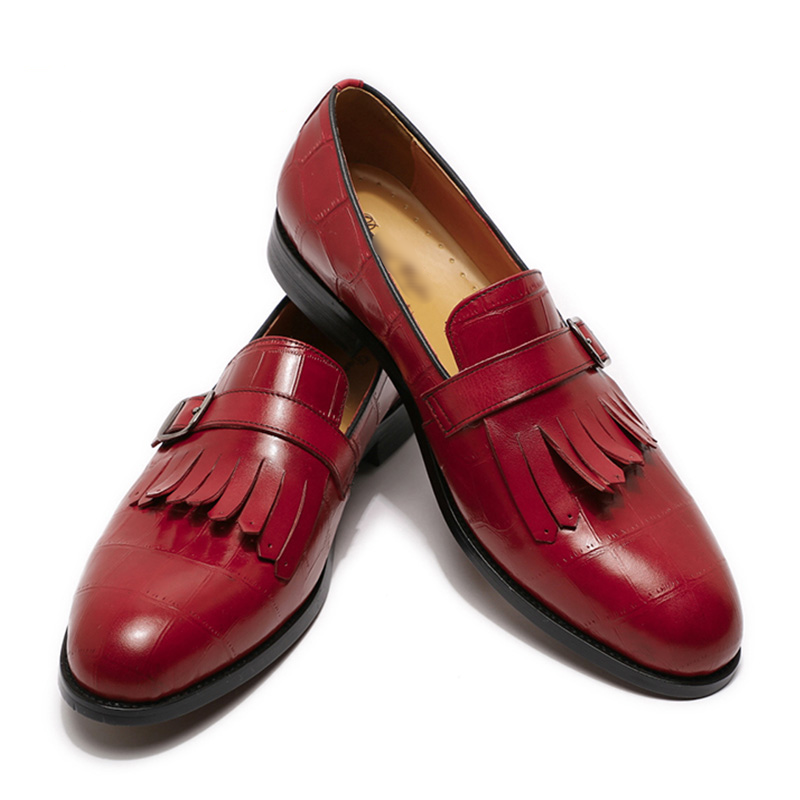 Metal Buckle Leather Strip Accents Men Loafer Shoes