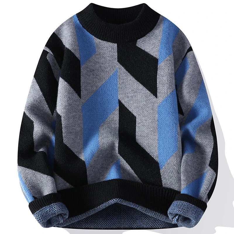 Fashion Geometric O-Neck Thick Sweater