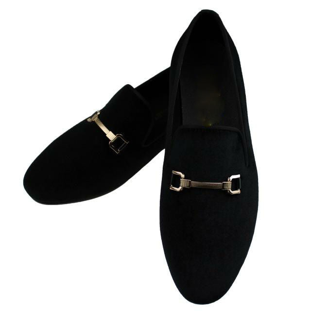 Gold Slim Metal Buckle Men Loafer Shoes