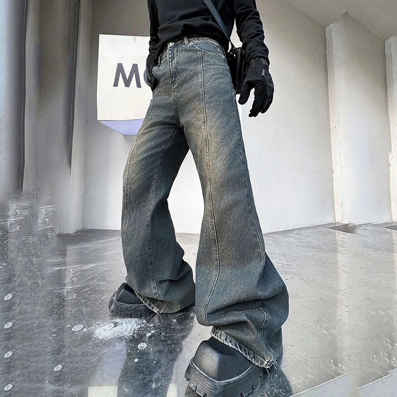 Niche Design Pocket Gradient Flare Jeans