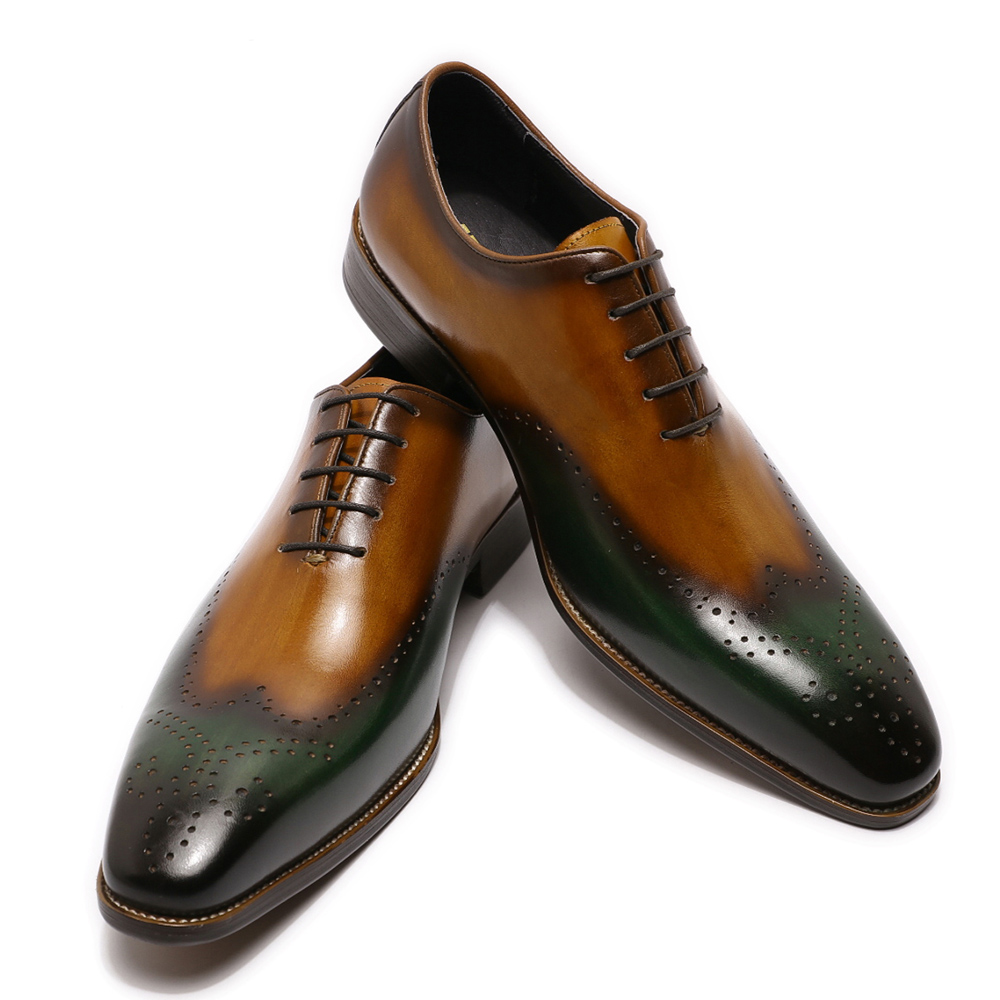 Zapatos Oxford con punta de ala para hombre pintados a mano
