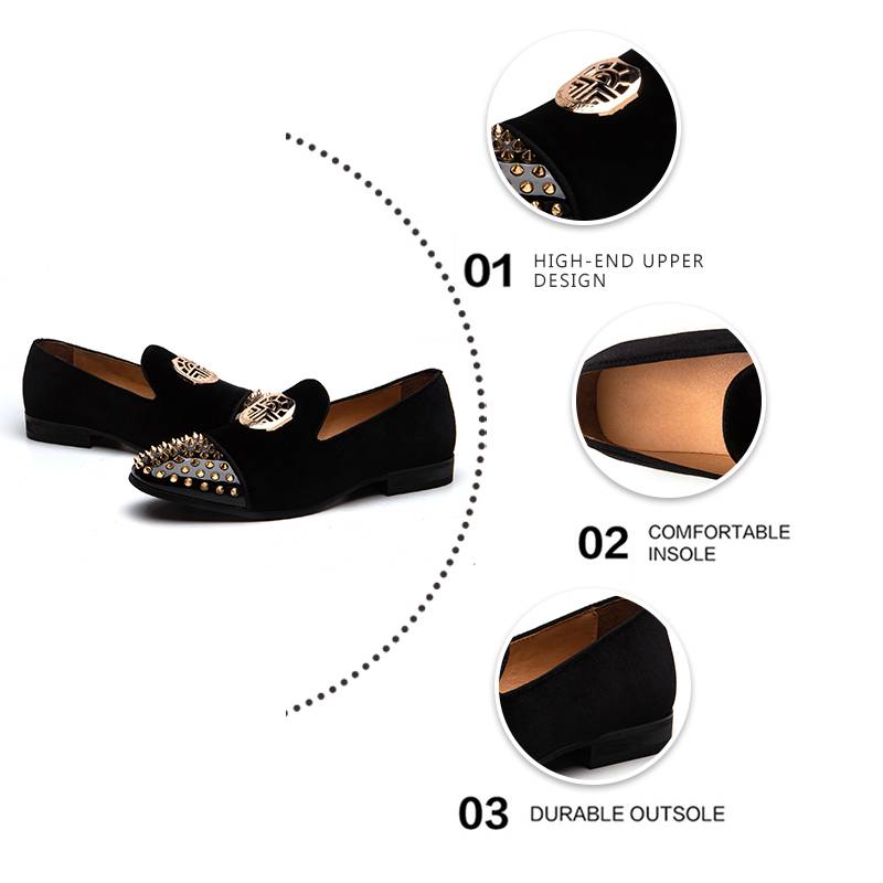 Remaches en el dedo del pie con cadena de metal casual Hombres Mocasines Zapatos