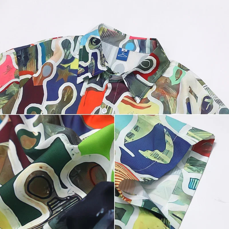 Hawaiian Style Abstract Printed Shirt