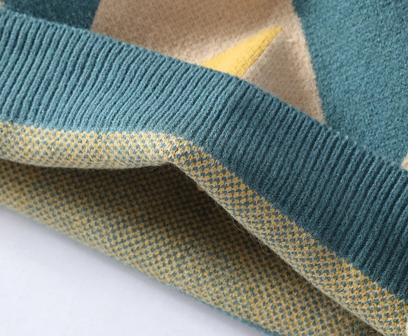 Fashion Geometric O-Neck Thick Sweater