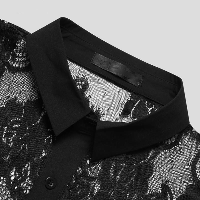 Chemise en maille à manches longues en dentelle florale