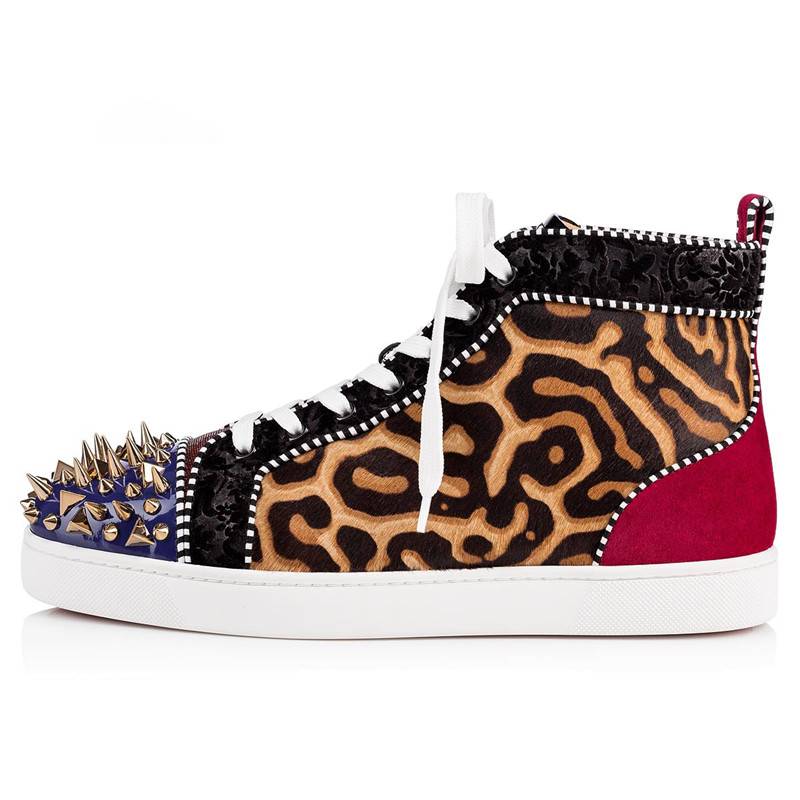 Sneaker à lacets pour hommes avec motif animalier et rivets dorés