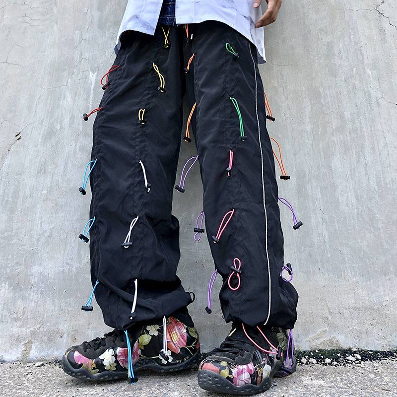 Colorful Drawstrings Decorated Loose Pants