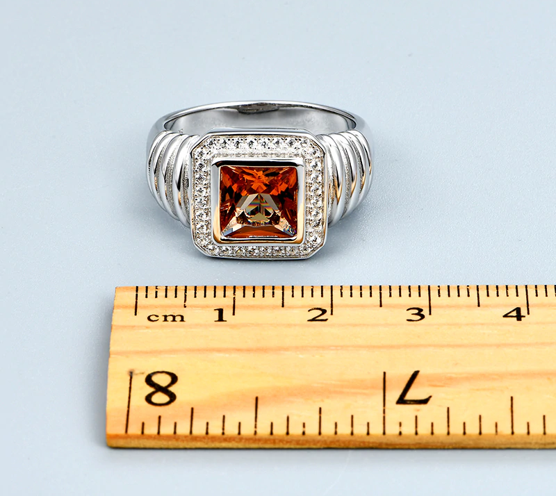 Bague unisexe carrée en argent sterling Diaspore