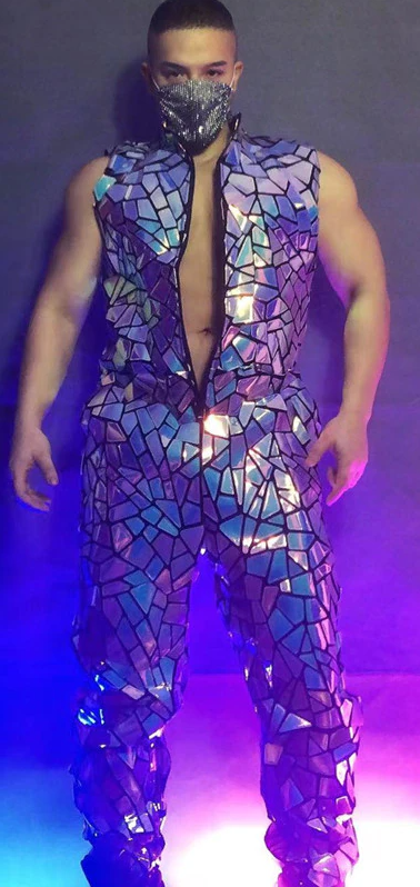 Mono sin mangas con lentejuelas láser reflectantes