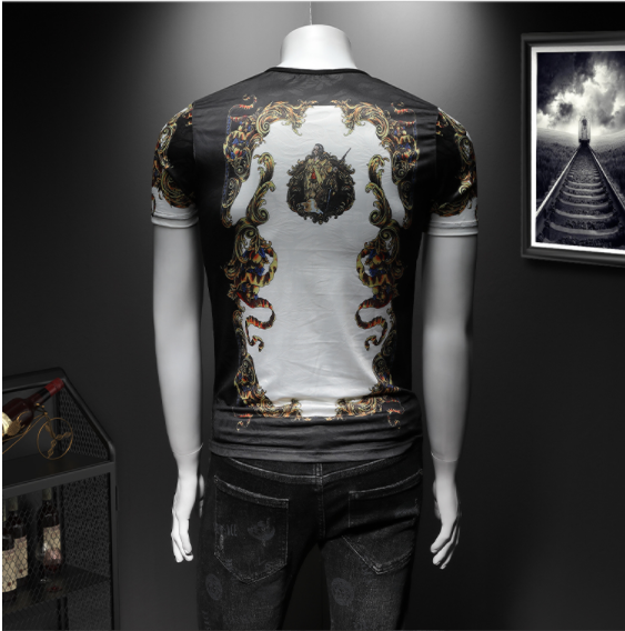 White Classic Print Summer Style Men T-Shirt