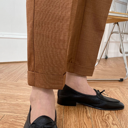 Solid Color High Waist Polyester Trousers