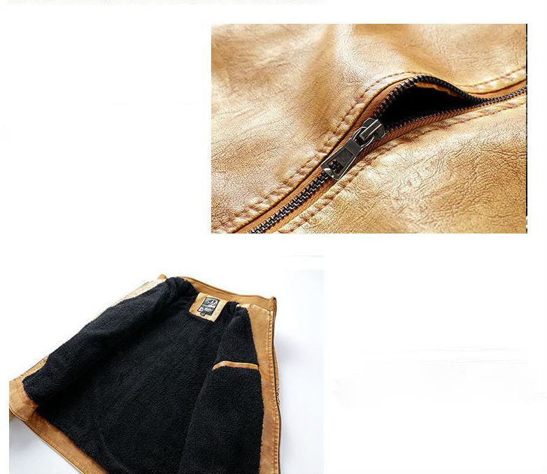 Veste en cuir d'hiver Light Hue Biker pour hommes
