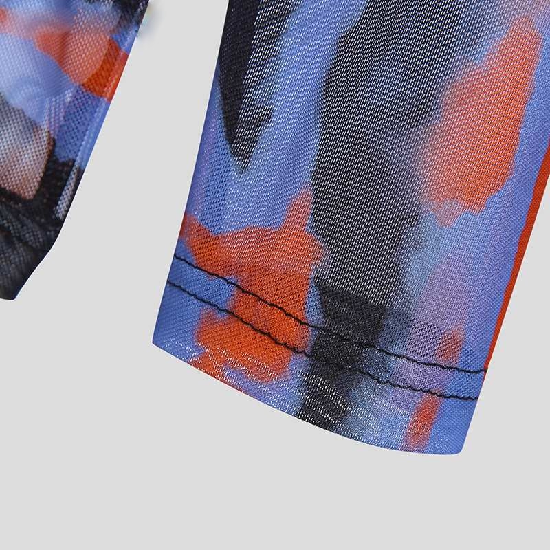 Purple Abstract Sheer T-Shirt