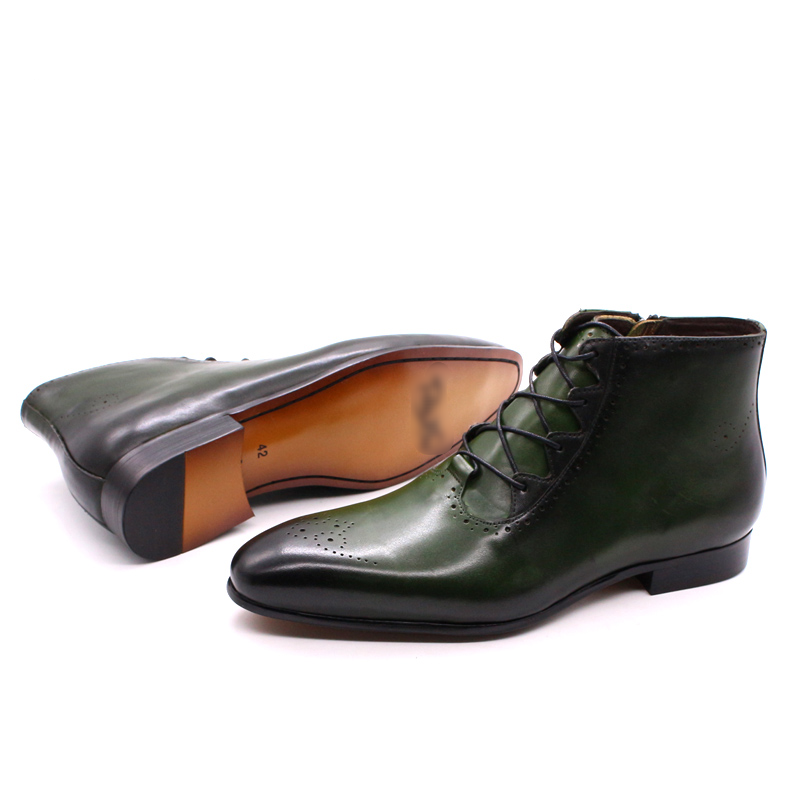 Zippered Leather Classic Look Men Ankle Boots