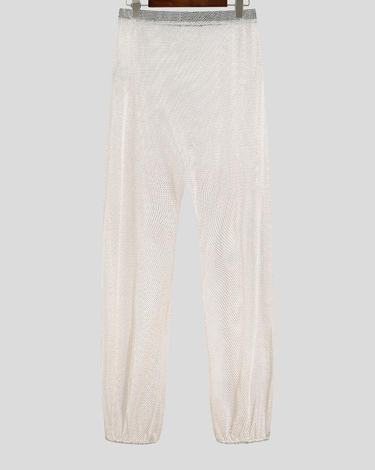 Pantalon de jogging élastique transparent en maille patchwork