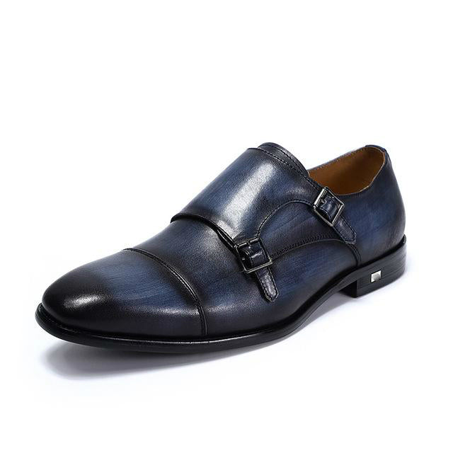 Classic Hand Painted Double Monk Strap Men Shoes - FanFreakz