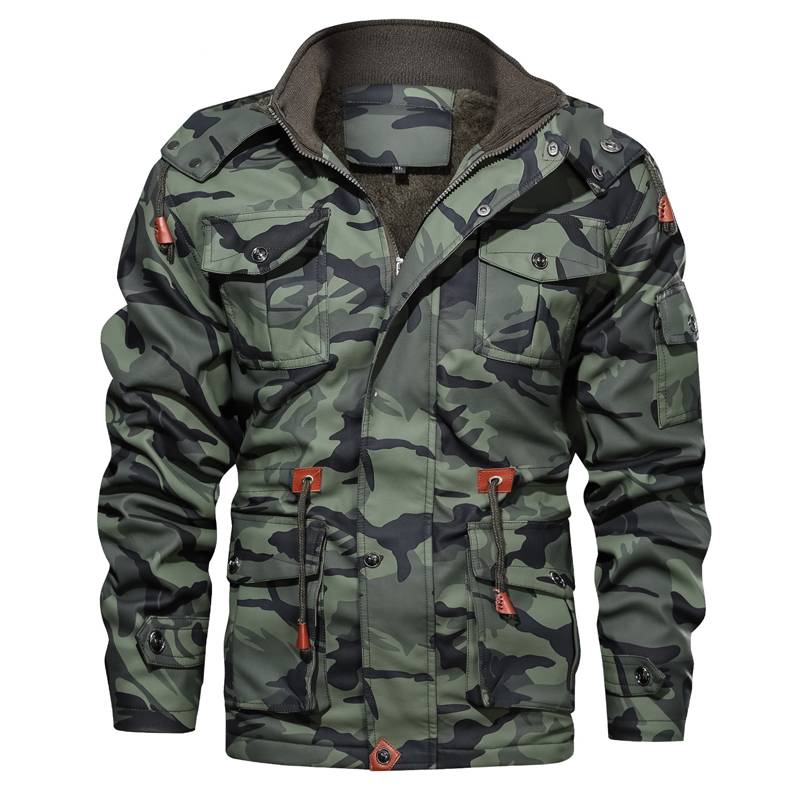 Camouflage Hiver Polaire Épais Casual Hommes Veste À Capuche