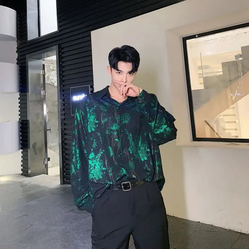 Hipster Printing Turn-Down Collar Shirt