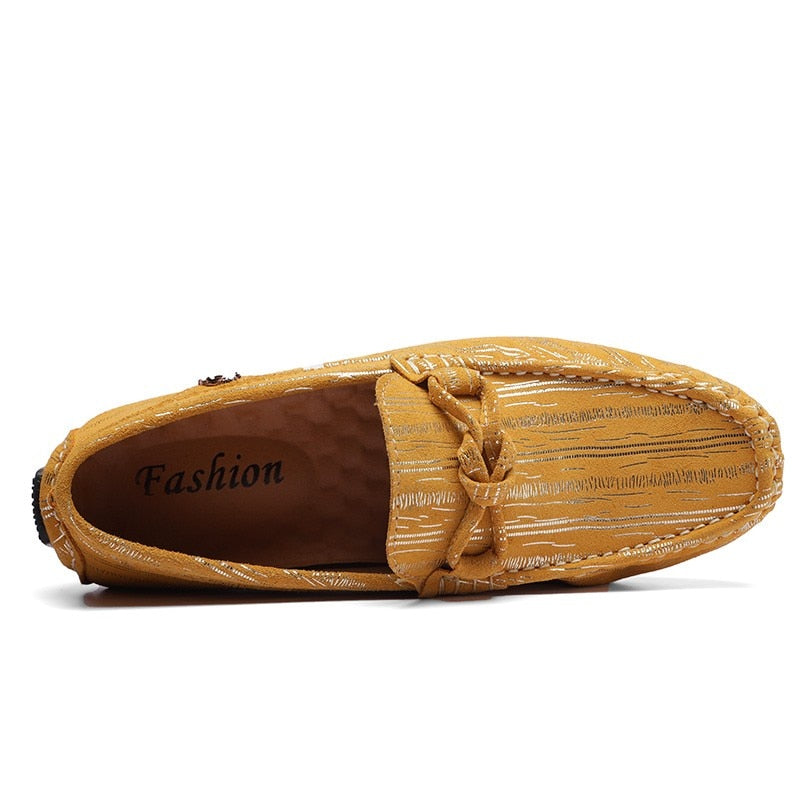 Genuine Leather Striped Mocassins