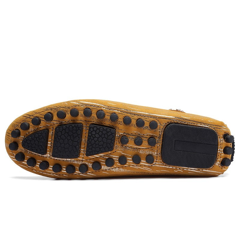 Genuine Leather Striped Mocassins