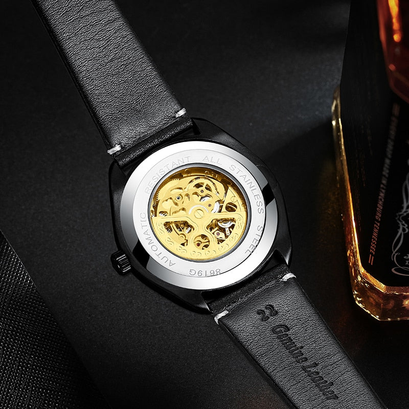 Gold Silver Skull Head Skeleton Mechanical Men Watch