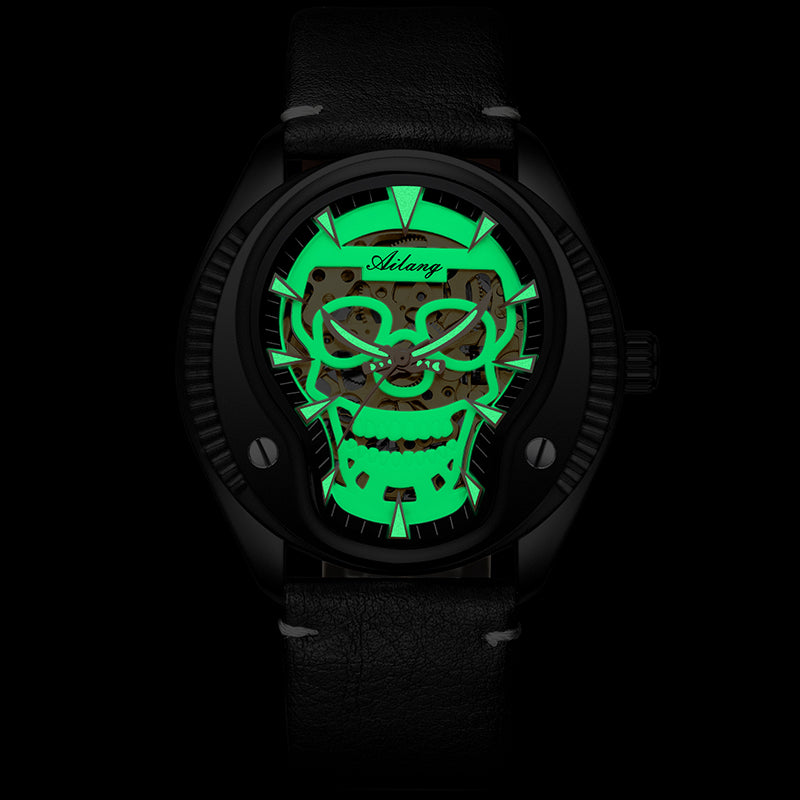 Gold Silver Skull Head Skeleton Mechanical Men Watch