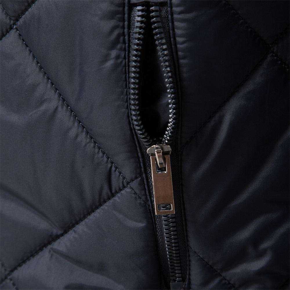 Chaqueta sólida con patrón de costura de diamante