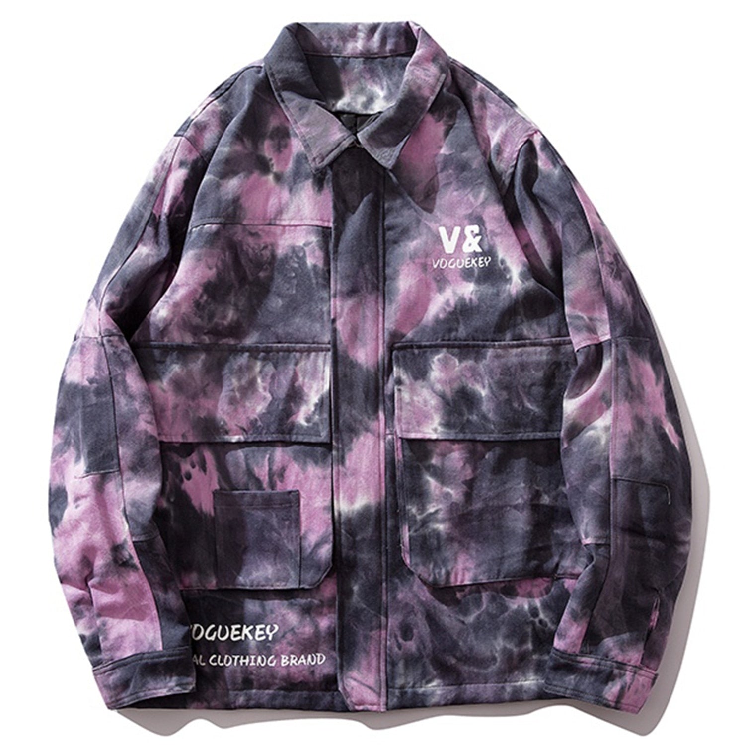 Chaqueta de hombre de gran tamaño con letras estampadas Tie Dye