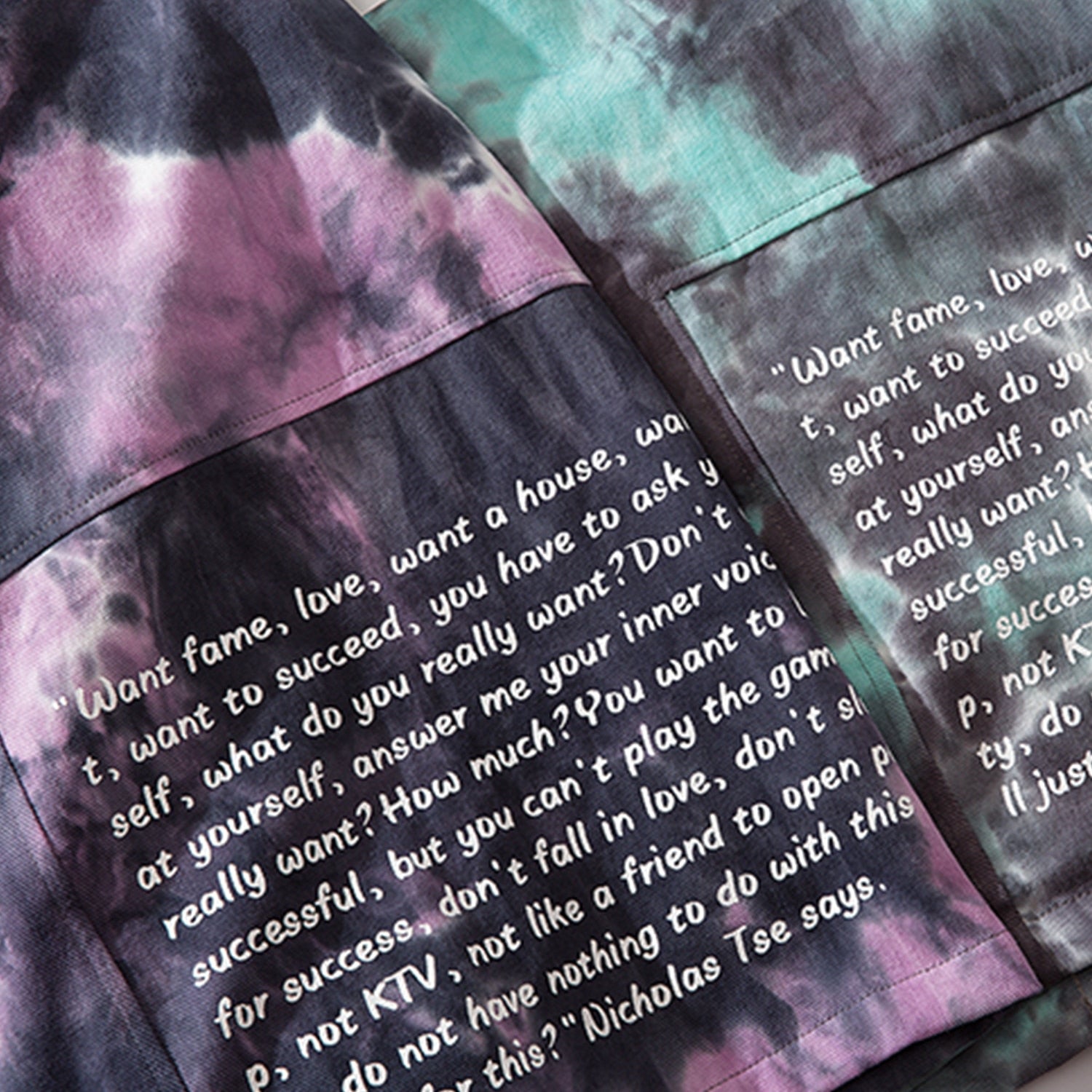 Chaqueta de hombre de gran tamaño con letras estampadas Tie Dye