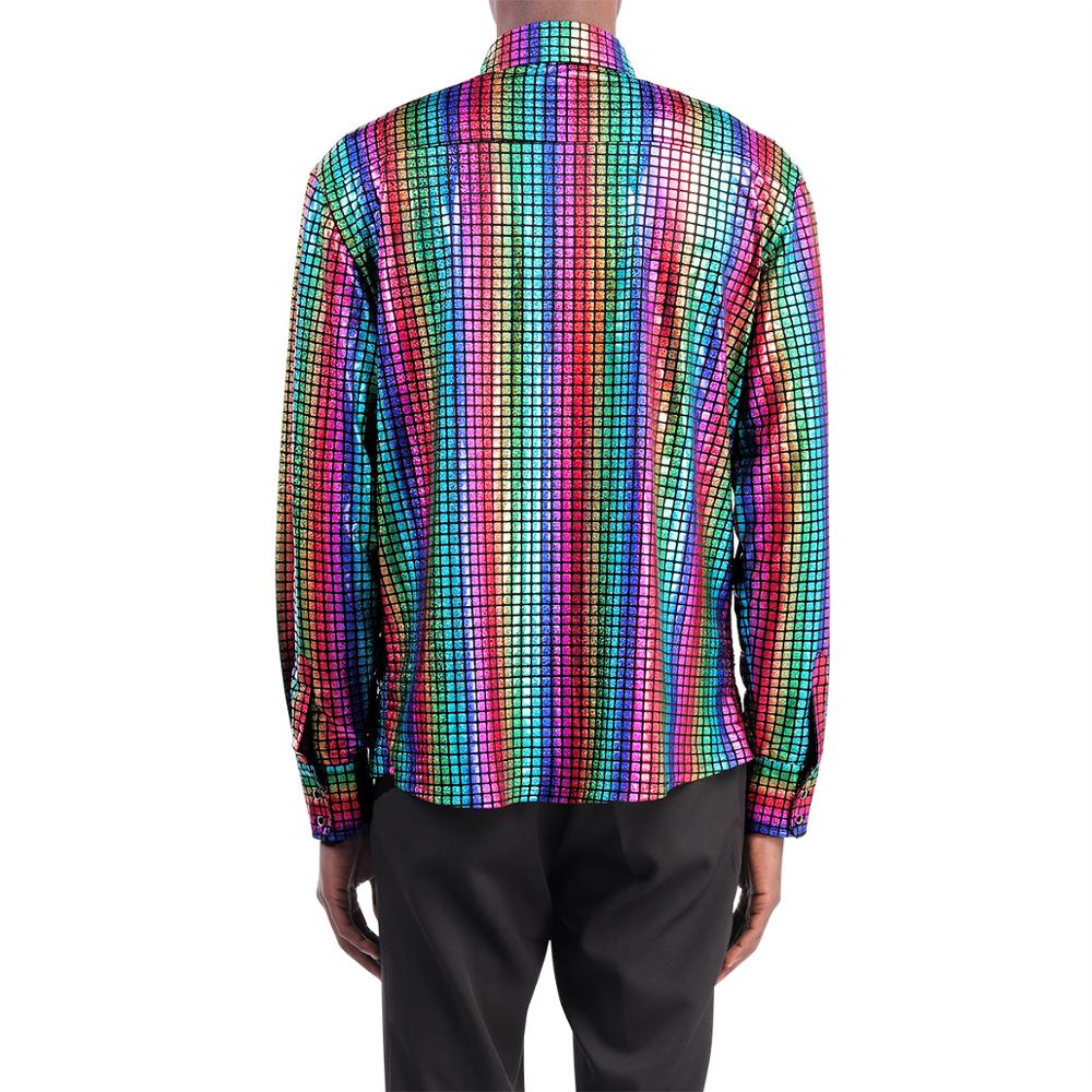 Rainbow Striped Color Plaid Long-Sleeved Shirts