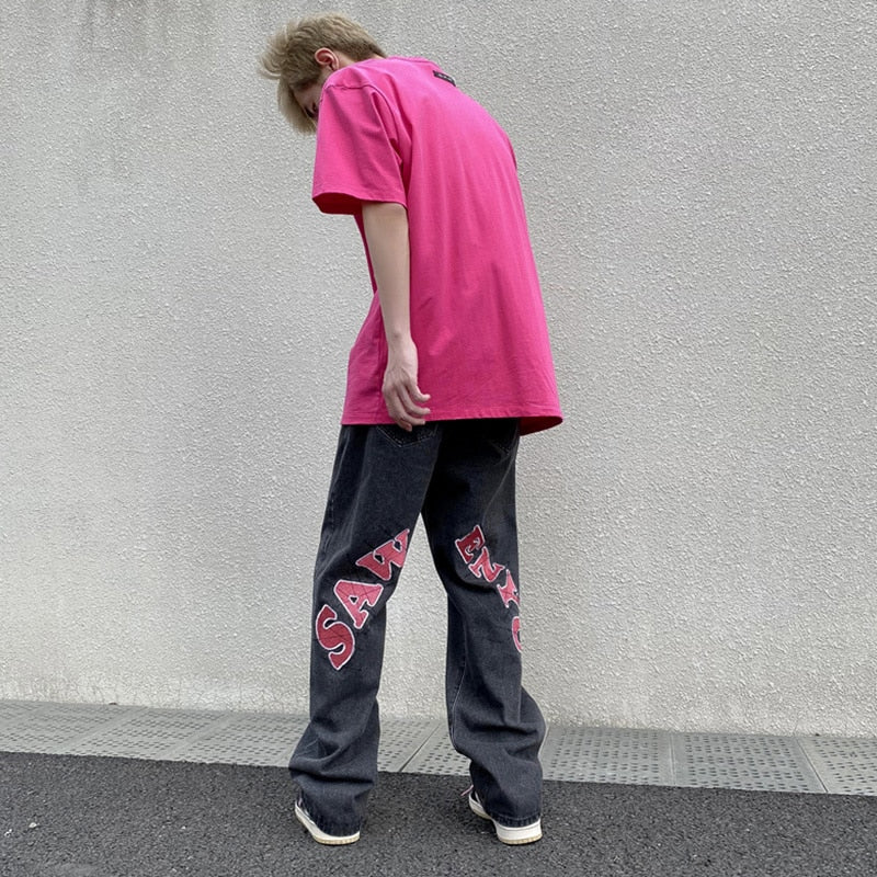 Saw Enyu Printed Denim Loose Pants