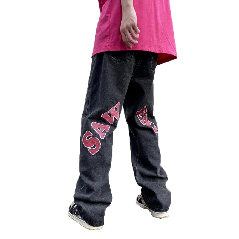 Saw Enyu Printed Denim Loose Pants