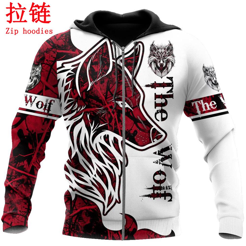Chaqueta con estampado de animación de lobo rojo