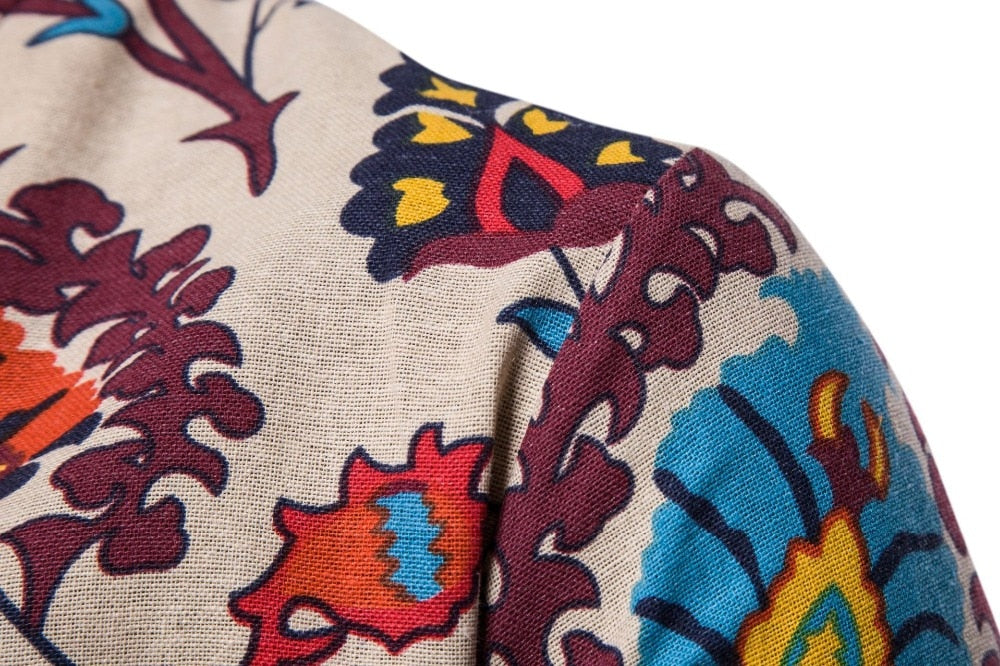 Autumn Chinese Flower Print Men Casual Jacket - FanFreakz