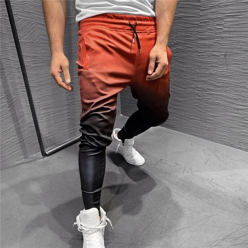 Pantalon de jogging fuselé à cordon de serrage pour hommes de couleur dégradée