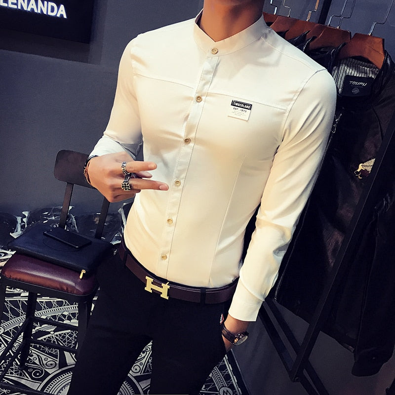 British Long Sleeve Turn Down Collar Casual Shirts