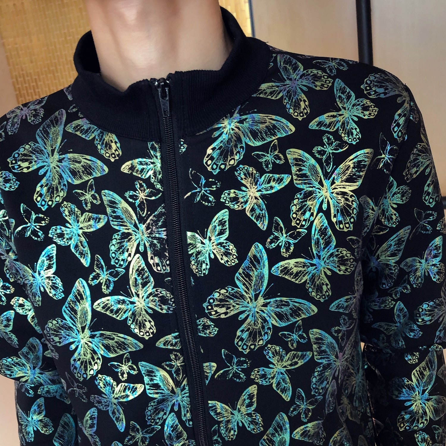 Conjunto de chaqueta + pantalón de chándal estampado con estampado de mariposas