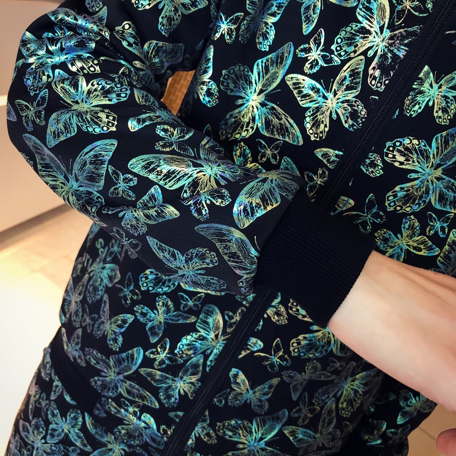 Conjunto de chaqueta + pantalón de chándal estampado con estampado de mariposas