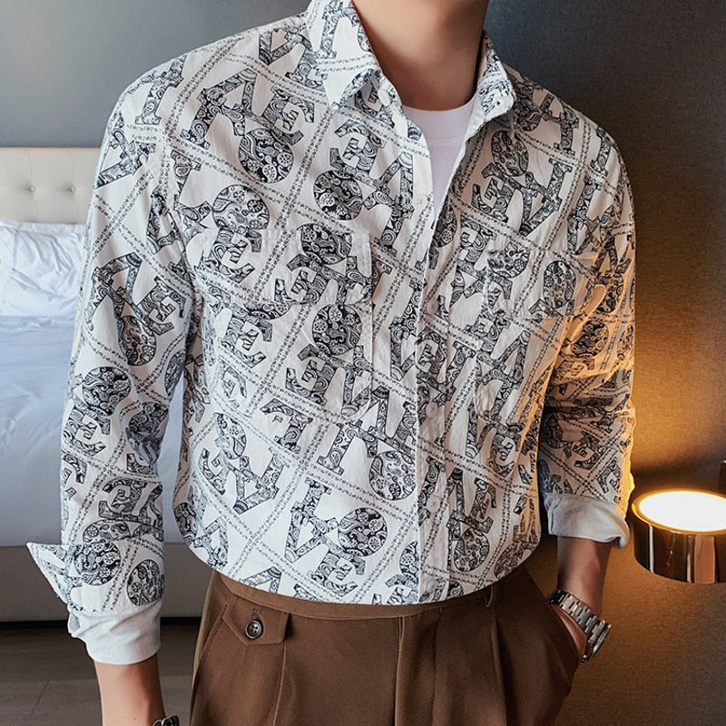 Slanted Paisley Love Letters Decorated Shirt